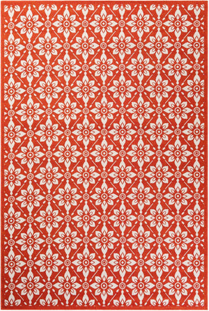 Rust Red 6' 1 x 9' Outdoor Trellis Rectangle Area Rug Weather Resistant for Patio, Deck, Terrace, Balcony, Porch Geometric Design Water Safe Outside Carpet for Sale at Rug Engine