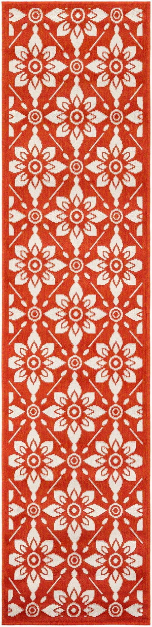 Rust Red 2' x 8' Outdoor Trellis Runner Area Rug Weather Resistant for Patio, Deck, Terrace, Balcony, Porch Geometric Design Water Safe Outside Carpet for Sale at Rug Engine