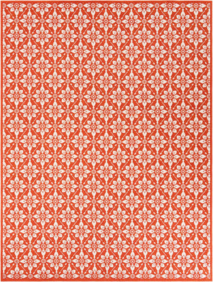 Rust Red 9' x 12' Outdoor Trellis Rectangle Area Rug Weather Resistant for Patio, Deck, Terrace, Balcony, Porch Geometric Design Water Safe Outside Carpet for Sale at Rug Engine