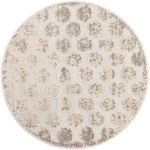Beige and Ivory 3' 1 x 3' 1 Sabrina Soto Outdoor Round Area Rug Weather Resistant for Patio, Deck, Terrace, Balcony, Porch Durable Carpet for Exterior Home Design for Sale at Rug Engine