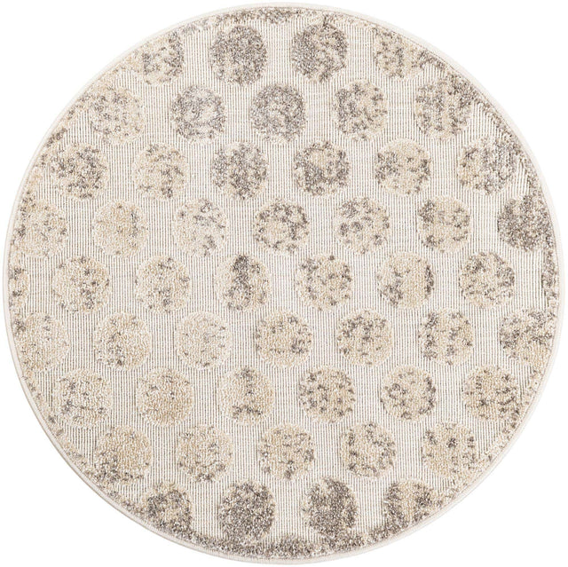 Beige and Ivory 3' 1 x 3' 1 Sabrina Soto Outdoor Round Area Rug Weather Resistant for Patio, Deck, Terrace, Balcony, Porch Durable Carpet for Exterior Home Design for Sale at Rug Engine