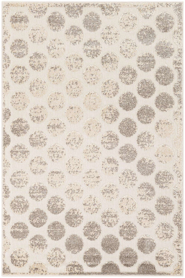 Beige and Ivory 4' 1 x 6' 1 Sabrina Soto Outdoor Rectangle Area Rug Weather Resistant for Patio, Deck, Terrace, Balcony, Porch Durable Carpet for Exterior Home Design for Sale at Rug Engine