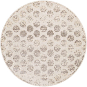 Beige and Ivory 5' 1 x 5' 1 Sabrina Soto Outdoor Round Area Rug Weather Resistant for Patio, Deck, Terrace, Balcony, Porch Durable Carpet for Exterior Home Design for Sale at Rug Engine