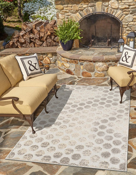 Beige and Ivory 5' 1 x 8' Sabrina Soto Outdoor Rectangle Rug