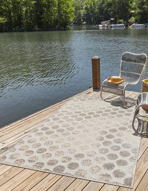 Beige and Ivory 10' x 14' 1 Sabrina Soto Outdoor Rectangle Area Rug Weather Resistant for Patio, Deck, Terrace, Balcony, Porch Durable Carpet for Exterior Home Design for Sale at Rug Engine