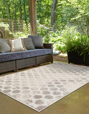 Beige and Ivory 2' x 3' 1 Sabrina Soto Outdoor Rectangle Area Rug Weather Resistant for Patio, Deck, Terrace, Balcony, Porch Durable Carpet for Exterior Home Design for Sale at Rug Engine