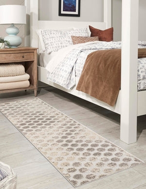 Beige and Ivory 2' x 8' Sabrina Soto Outdoor Runner Area Rug Weather Resistant for Patio, Deck, Terrace, Balcony, Porch Durable Carpet for Exterior Home Design for Sale at Rug Engine