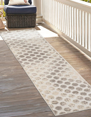 Beige and Ivory 2' x 6' 1 Sabrina Soto Outdoor Runner Area Rug Weather Resistant for Patio, Deck, Terrace, Balcony, Porch Durable Carpet for Exterior Home Design for Sale at Rug Engine