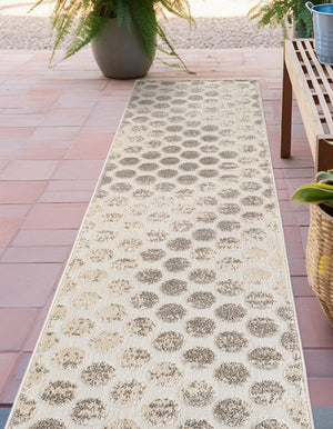 Beige and Ivory 2' x 6' 1 Sabrina Soto Outdoor Runner Area Rug Weather Resistant for Patio, Deck, Terrace, Balcony, Porch Durable Carpet for Exterior Home Design for Sale at Rug Engine