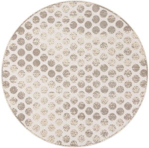 Beige and Ivory 7' 10 x 7' 10 Sabrina Soto Outdoor Round Area Rug Weather Resistant for Patio, Deck, Terrace, Balcony, Porch Durable Carpet for Exterior Home Design for Sale at Rug Engine