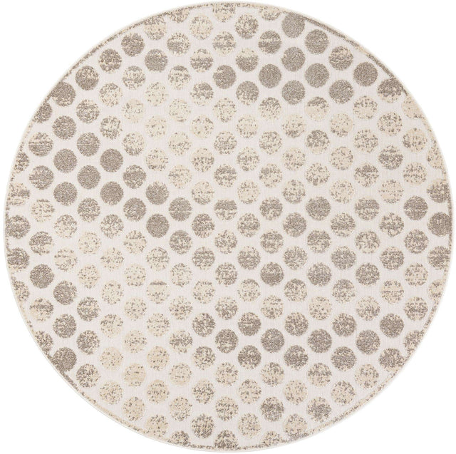 Beige and Ivory 7' 10 x 7' 10 Sabrina Soto Outdoor Round Area Rug Weather Resistant for Patio, Deck, Terrace, Balcony, Porch Durable Carpet for Exterior Home Design for Sale at Rug Engine