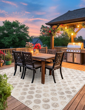 Beige and Ivory 10' x 10' Sabrina Soto Outdoor Square Area Rug Weather Resistant for Patio, Deck, Terrace, Balcony, Porch Durable Carpet for Exterior Home Design for Sale at Rug Engine