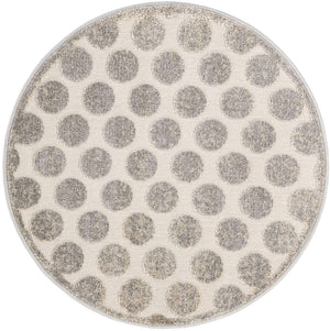 Gray 3' 1 x 3' 1 Sabrina Soto Outdoor Round Area Rug Weather Resistant for Patio, Deck, Terrace, Balcony, Porch Durable Carpet for Exterior Home Design for Sale at Rug Engine