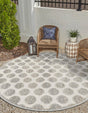 Gray 10' x 10' Sabrina Soto Outdoor Round Area Rug Weather Resistant for Patio, Deck, Terrace, Balcony, Porch Durable Carpet for Exterior Home Design for Sale at Rug Engine