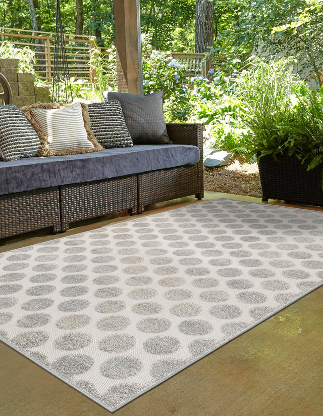 Gray 6' 1 x 9' Sabrina Soto Outdoor Rectangle Area Rug Weather Resistant for Patio, Deck, Terrace, Balcony, Porch Durable Carpet for Exterior Home Design for Sale at Rug Engine