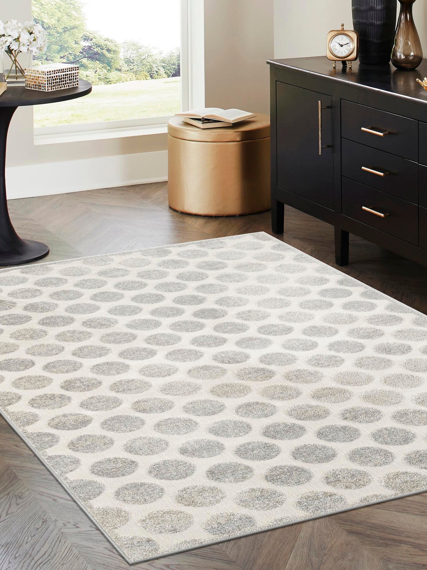 Gray 4' 1 x 6' 1 Sabrina Soto Outdoor Rectangle Area Rug Weather Resistant for Patio, Deck, Terrace, Balcony, Porch Durable Carpet for Exterior Home Design for Sale at Rug Engine