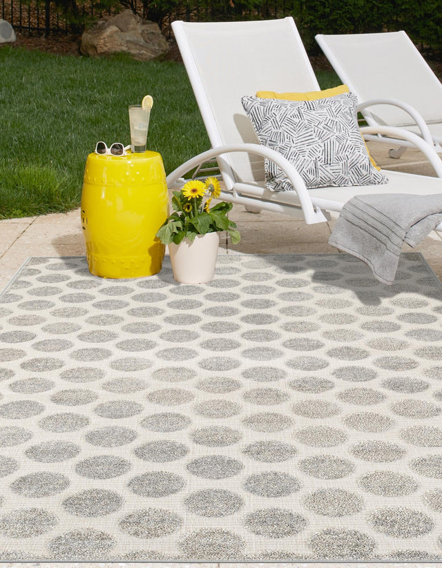 Gray 4' 1 x 6' 1 Sabrina Soto Outdoor Rectangle Area Rug Weather Resistant for Patio, Deck, Terrace, Balcony, Porch Durable Carpet for Exterior Home Design for Sale at Rug Engine