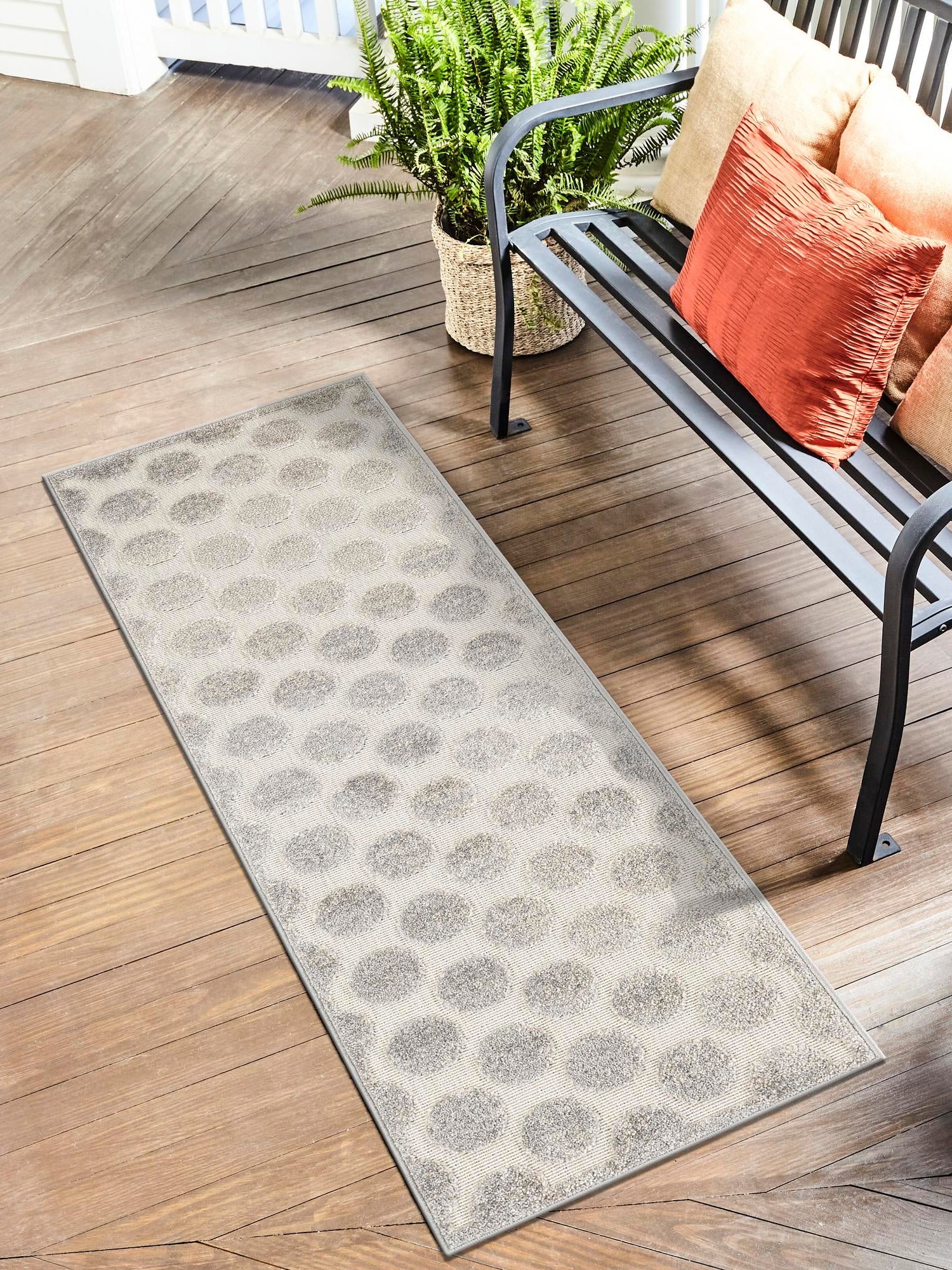 Gray 2' x 6' 1 Sabrina Soto Outdoor Runner Area Rug Weather Resistant for Patio, Deck, Terrace, Balcony, Porch Durable Carpet for Exterior Home Design for Sale at Rug Engine