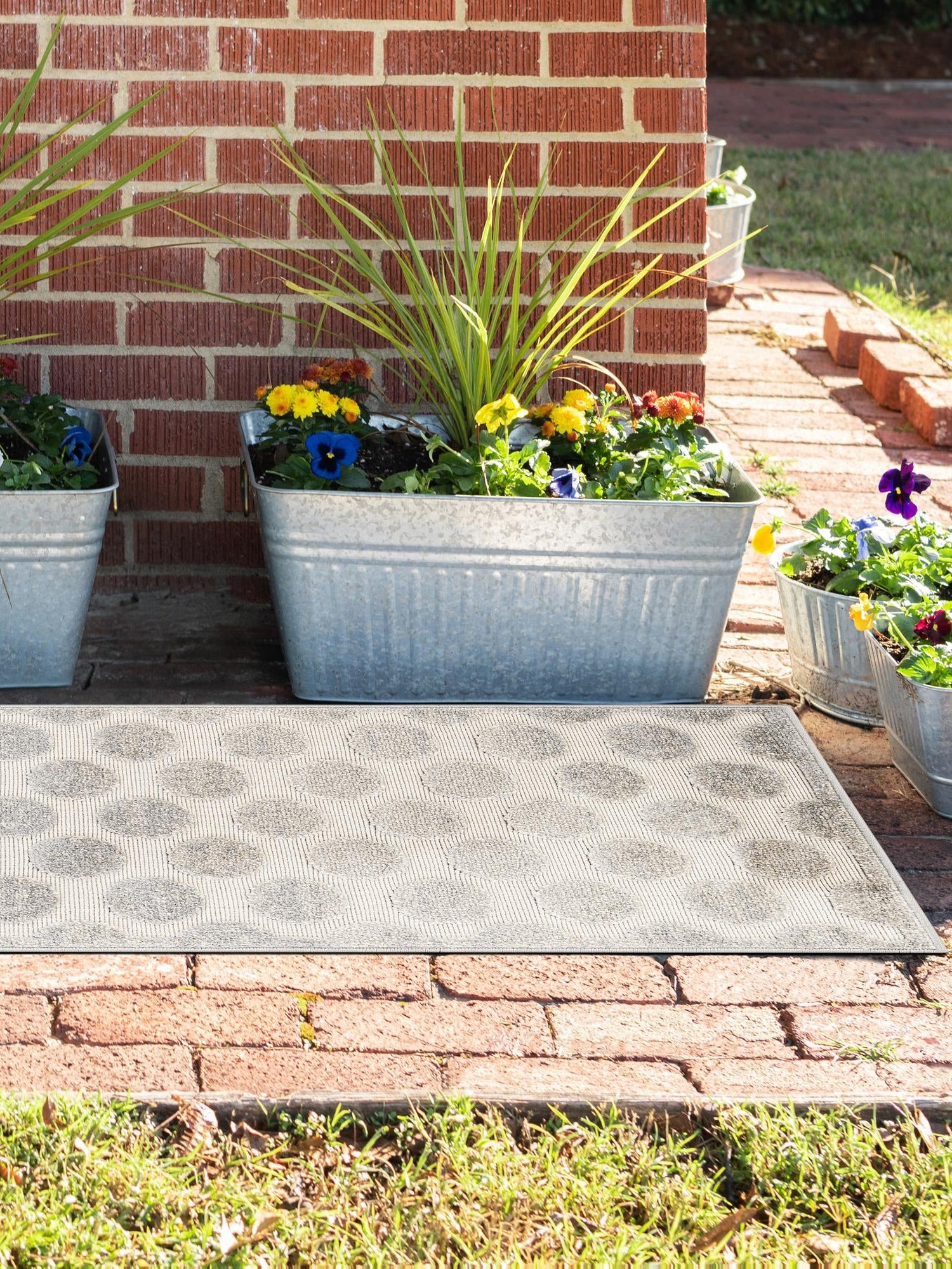 Gray 2' 7 x 10' Sabrina Soto Outdoor Runner Area Rug Weather Resistant for Patio, Deck, Terrace, Balcony, Porch Durable Carpet for Exterior Home Design for Sale at Rug Engine