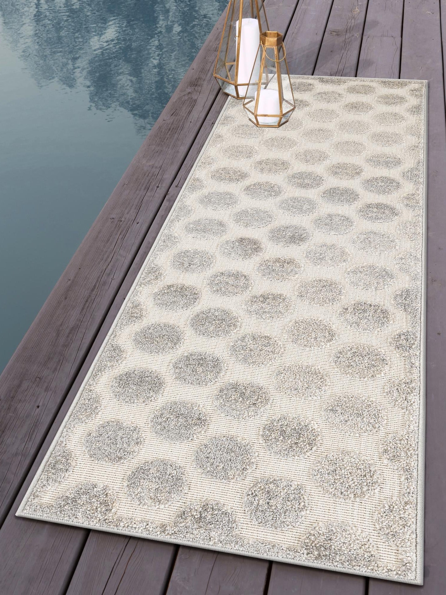 Gray 2' 7 x 12' Sabrina Soto Outdoor Runner Area Rug Weather Resistant for Patio, Deck, Terrace, Balcony, Porch Durable Carpet for Exterior Home Design for Sale at Rug Engine