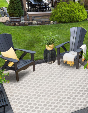 Gray 7' 10 x 7' 10 Sabrina Soto Outdoor Square Area Rug Weather Resistant for Patio, Deck, Terrace, Balcony, Porch Durable Carpet for Exterior Home Design for Sale at Rug Engine