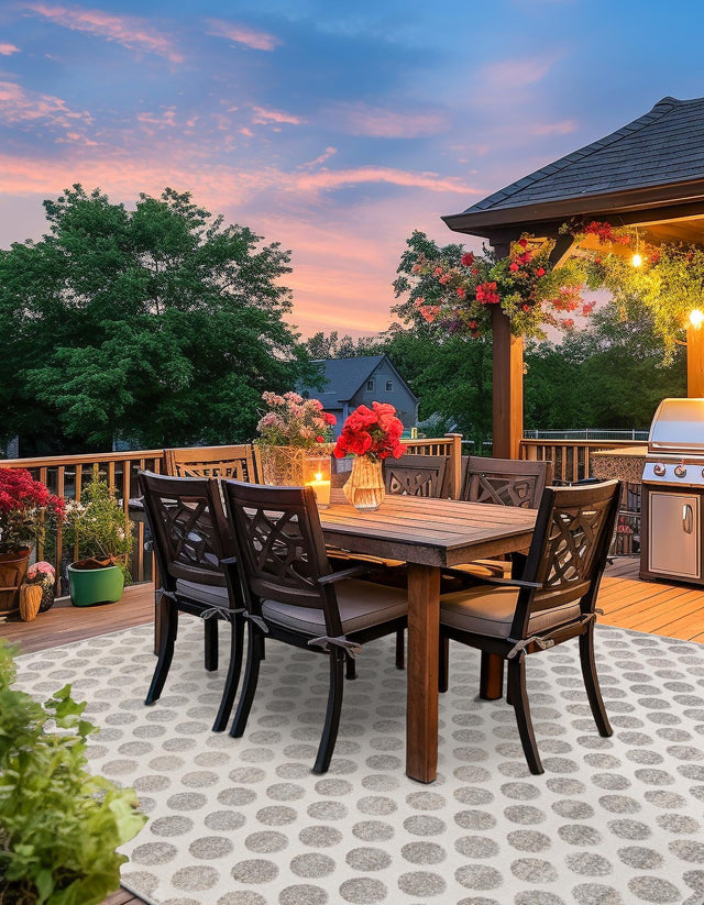 Gray 7' 10 x 7' 10 Sabrina Soto Outdoor Square Area Rug Weather Resistant for Patio, Deck, Terrace, Balcony, Porch Durable Carpet for Exterior Home Design for Sale at Rug Engine