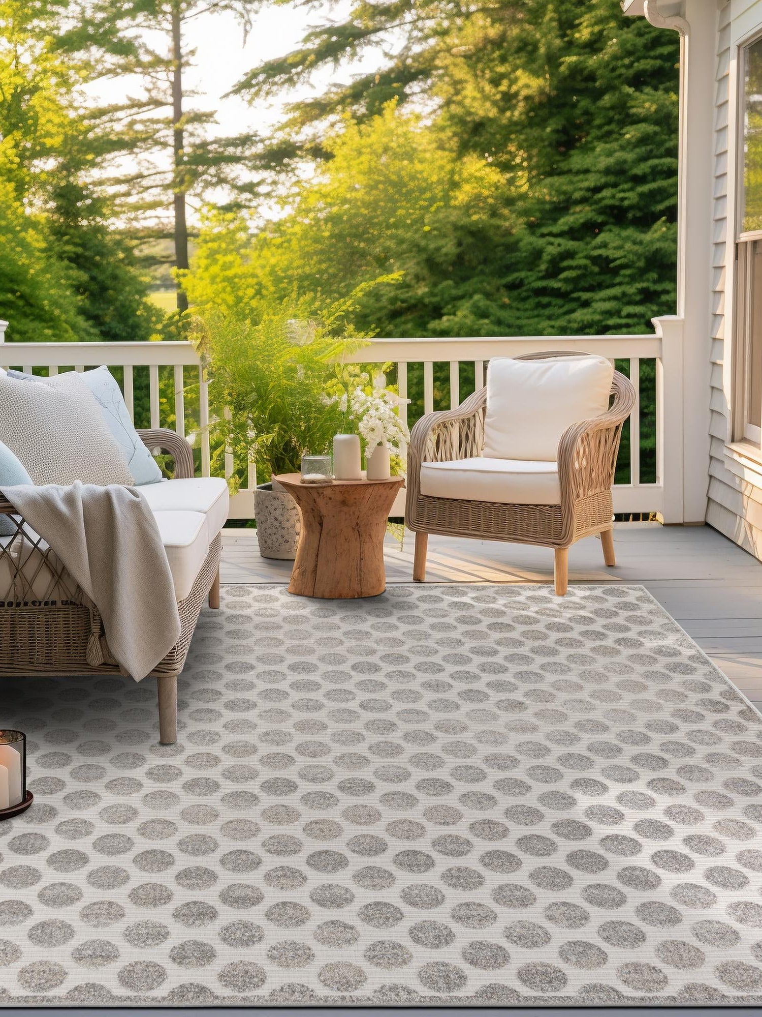 Gray 7' 10 x 7' 10 Sabrina Soto Outdoor Square Area Rug Weather Resistant for Patio, Deck, Terrace, Balcony, Porch Durable Carpet for Exterior Home Design for Sale at Rug Engine