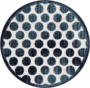 Navy Blue 3' 1 x 3' 1 Sabrina Soto Outdoor Round Area Rug Weather Resistant for Patio, Deck, Terrace, Balcony, Porch Durable Carpet for Exterior Home Design for Sale at Rug Engine