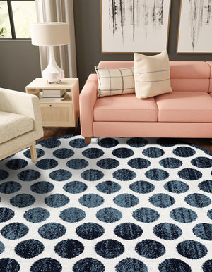 Navy Blue 5' 1 x 5' 1 Sabrina Soto Outdoor Round Area Rug Weather Resistant for Patio, Deck, Terrace, Balcony, Porch Durable Carpet for Exterior Home Design for Sale at Rug Engine