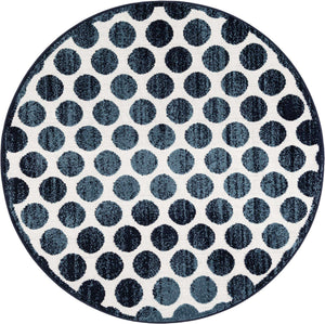 Navy Blue 5' 1 x 5' 1 Sabrina Soto Outdoor Round Area Rug Weather Resistant for Patio, Deck, Terrace, Balcony, Porch Durable Carpet for Exterior Home Design for Sale at Rug Engine