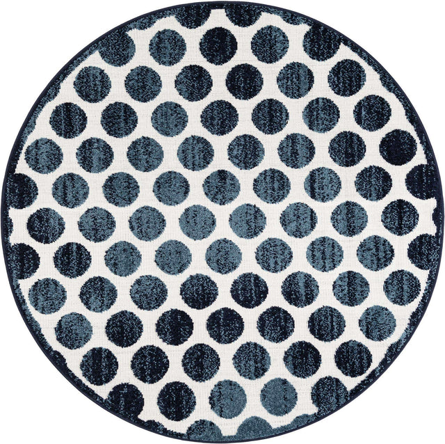 Navy Blue 5' 1 x 5' 1 Sabrina Soto Outdoor Round Area Rug Weather Resistant for Patio, Deck, Terrace, Balcony, Porch Durable Carpet for Exterior Home Design for Sale at Rug Engine