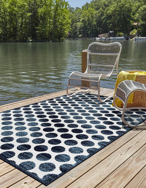 Navy Blue 5' 1 x 8' Sabrina Soto Outdoor Rectangle Area Rug Weather Resistant for Patio, Deck, Terrace, Balcony, Porch Durable Carpet for Exterior Home Design for Sale at Rug Engine