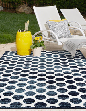 Navy Blue 6' 1 x 9' Sabrina Soto Outdoor Rectangle Area Rug Weather Resistant for Patio, Deck, Terrace, Balcony, Porch Durable Carpet for Exterior Home Design for Sale at Rug Engine