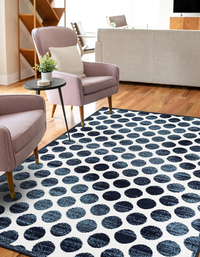 Navy Blue 9' x 12' Sabrina Soto Outdoor Rectangle Area Rug Weather Resistant for Patio, Deck, Terrace, Balcony, Porch Durable Carpet for Exterior Home Design for Sale at Rug Engine