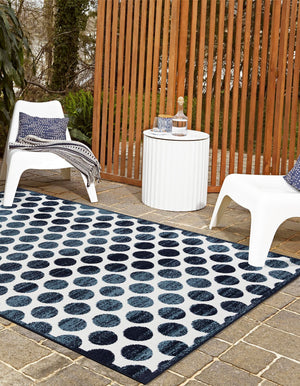 Navy Blue 6' 1 x 9' Sabrina Soto Outdoor Rectangle Area Rug Weather Resistant for Patio, Deck, Terrace, Balcony, Porch Durable Carpet for Exterior Home Design for Sale at Rug Engine