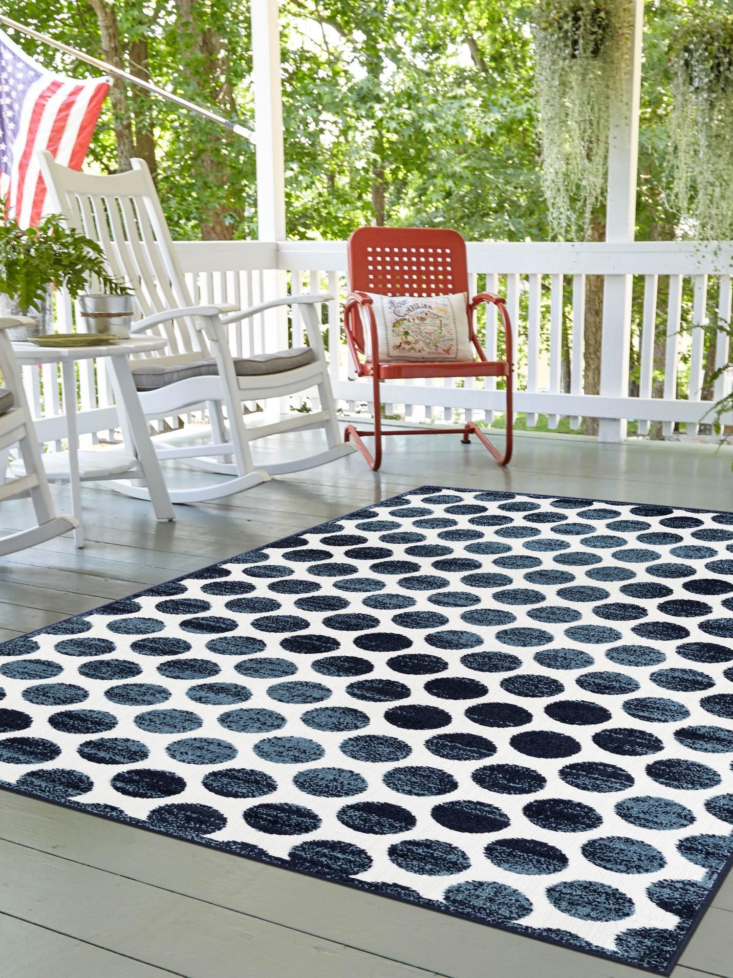 Navy Blue 9' x 12' Sabrina Soto Outdoor Rectangle Area Rug Weather Resistant for Patio, Deck, Terrace, Balcony, Porch Durable Carpet for Exterior Home Design for Sale at Rug Engine