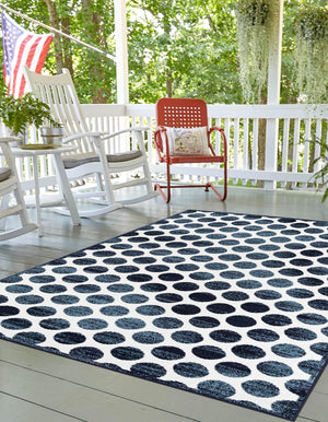 Navy Blue 5' 1 x 8' Sabrina Soto Outdoor Rectangle Area Rug Weather Resistant for Patio, Deck, Terrace, Balcony, Porch Durable Carpet for Exterior Home Design for Sale at Rug Engine