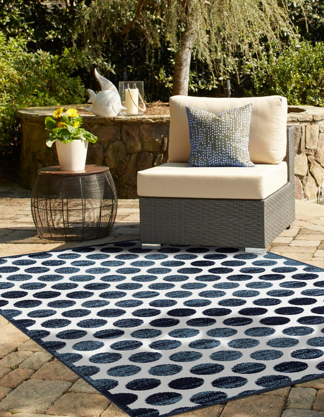 Navy Blue 7' 10 x 10' Sabrina Soto Outdoor Rectangle Area Rug Weather Resistant for Patio, Deck, Terrace, Balcony, Porch Durable Carpet for Exterior Home Design for Sale at Rug Engine