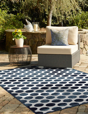 Navy Blue 5' 1 x 8' Sabrina Soto Outdoor Rectangle Area Rug Weather Resistant for Patio, Deck, Terrace, Balcony, Porch Durable Carpet for Exterior Home Design for Sale at Rug Engine