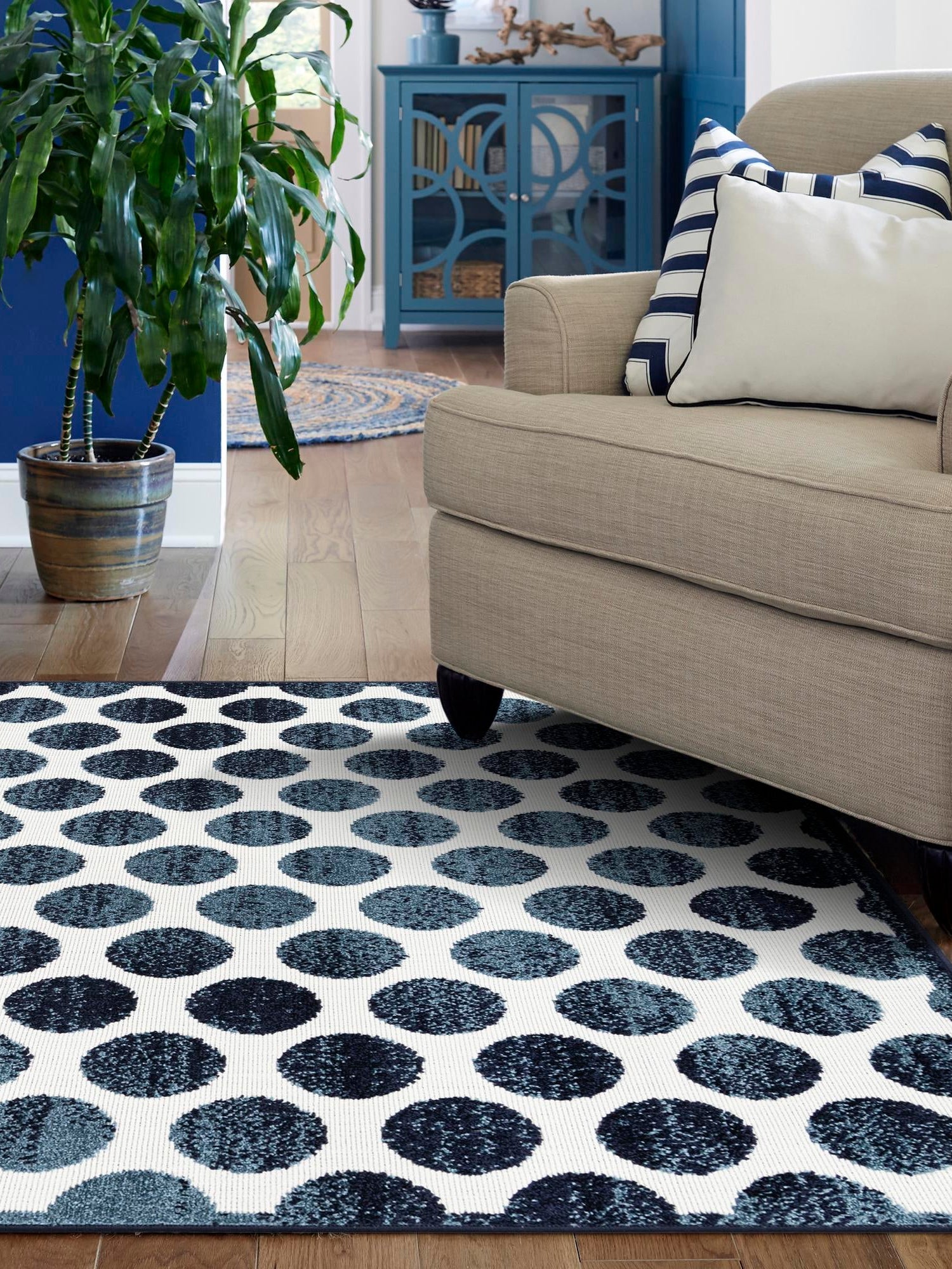 Navy Blue 9' x 12' Sabrina Soto Outdoor Rectangle Area Rug Weather Resistant for Patio, Deck, Terrace, Balcony, Porch Durable Carpet for Exterior Home Design for Sale at Rug Engine
