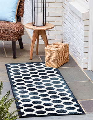 Navy Blue 2' x 6' 1 Sabrina Soto Outdoor Runner Area Rug Weather Resistant for Patio, Deck, Terrace, Balcony, Porch Durable Carpet for Exterior Home Design for Sale at Rug Engine