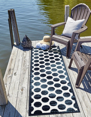 Navy Blue 2' x 8' Sabrina Soto Outdoor Runner Area Rug Weather Resistant for Patio, Deck, Terrace, Balcony, Porch Durable Carpet for Exterior Home Design for Sale at Rug Engine