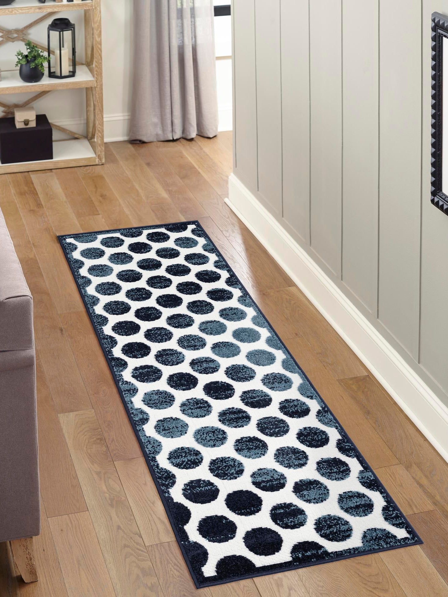 Navy Blue 2' 7 x 10' Sabrina Soto Outdoor Runner Area Rug Weather Resistant for Patio, Deck, Terrace, Balcony, Porch Durable Carpet for Exterior Home Design for Sale at Rug Engine