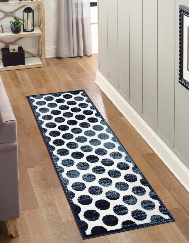 Navy Blue 2' 7 x 12' Sabrina Soto Outdoor Runner Area Rug Weather Resistant for Patio, Deck, Terrace, Balcony, Porch Durable Carpet for Exterior Home Design for Sale at Rug Engine