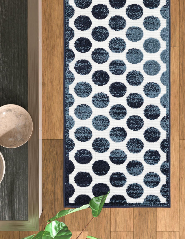 Navy Blue 2' x 6' 1 Sabrina Soto Outdoor Runner Area Rug Weather Resistant for Patio, Deck, Terrace, Balcony, Porch Durable Carpet for Exterior Home Design for Sale at Rug Engine