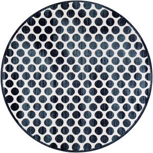Navy Blue 7' 10 x 7' 10 Sabrina Soto Outdoor Round Area Rug Weather Resistant for Patio, Deck, Terrace, Balcony, Porch Durable Carpet for Exterior Home Design for Sale at Rug Engine