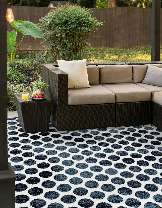 Navy Blue 7' 10 x 7' 10 Sabrina Soto Outdoor Square Area Rug Weather Resistant for Patio, Deck, Terrace, Balcony, Porch Durable Carpet for Exterior Home Design for Sale at Rug Engine