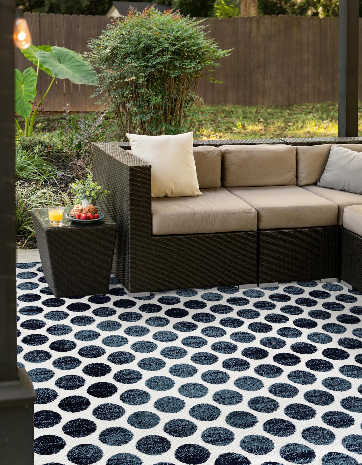 Navy Blue 10' x 10' Sabrina Soto Outdoor Square Area Rug Weather Resistant for Patio, Deck, Terrace, Balcony, Porch Durable Carpet for Exterior Home Design for Sale at Rug Engine