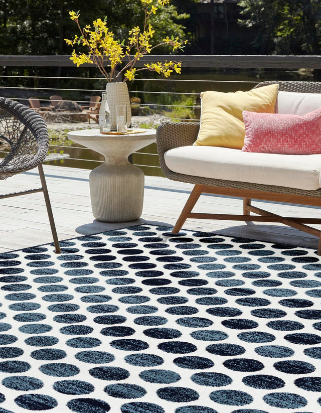 Navy Blue 10' x 10' Sabrina Soto Outdoor Square Area Rug Weather Resistant for Patio, Deck, Terrace, Balcony, Porch Durable Carpet for Exterior Home Design for Sale at Rug Engine