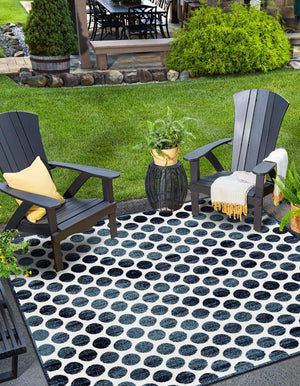 Navy Blue 10' x 10' Sabrina Soto Outdoor Square Area Rug Weather Resistant for Patio, Deck, Terrace, Balcony, Porch Durable Carpet for Exterior Home Design for Sale at Rug Engine
